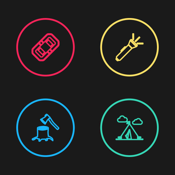 用木斧在树桩上搭起旅游帐篷图片下载