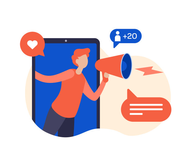 平面矢量插图跟随我们的网站页面模板。用扩音器播报的男人图片下载