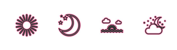 日落，月亮，星星和云图片下载