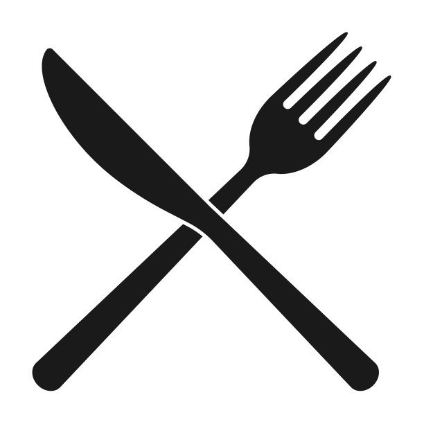 叉和刀交叉图标标志。平面形状的餐厅或咖啡馆的地方标志。用具。厨房和餐厅菜单按钮符号。矢量剪影插图图像。图片下载