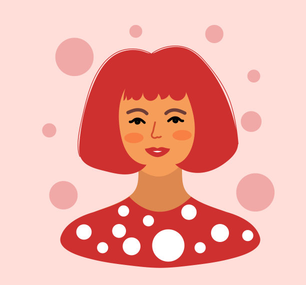 红头发的女孩，短发的女人。矢量图图片下载