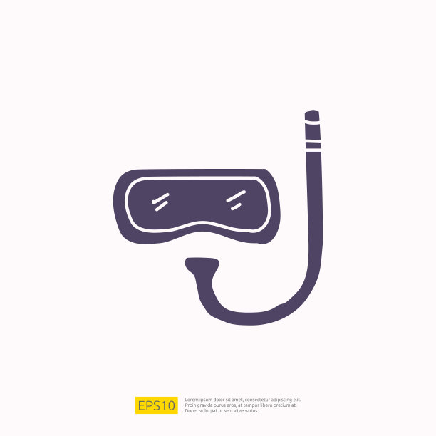 旅游假日旅游和空缺概念矢量插图。通气管潜水涂鸦剪影字形图标符号符号图片下载