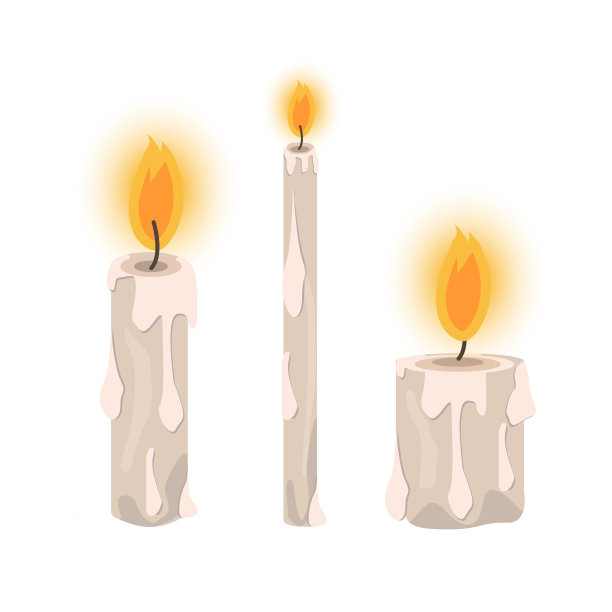 矢量插图的不同燃烧的蜡烛在白色的背景图片下载