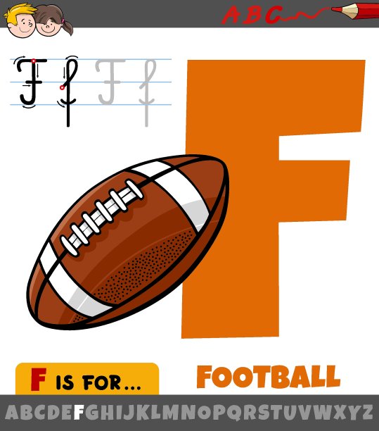 字母F从字母表与卡通足球图片下载