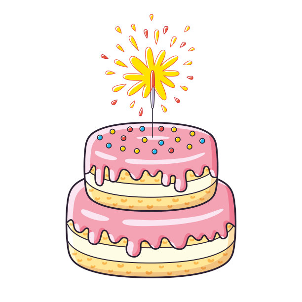带烟花的生日蛋糕图片下载