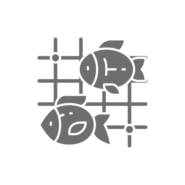 鱼在渔网灰色图标。在白色背景上隔离图片下载