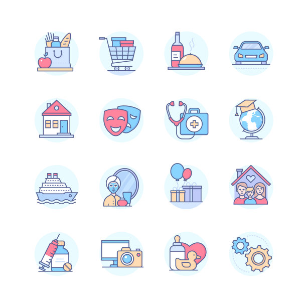 预算类别-线条设计风格图标集图片下载