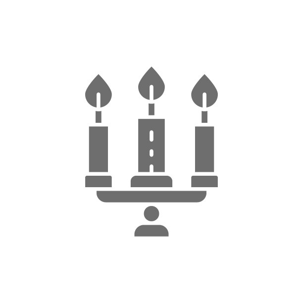 烛台，带有蜡烛灰色图标的枝形吊灯。在白色背景上隔离图片下载