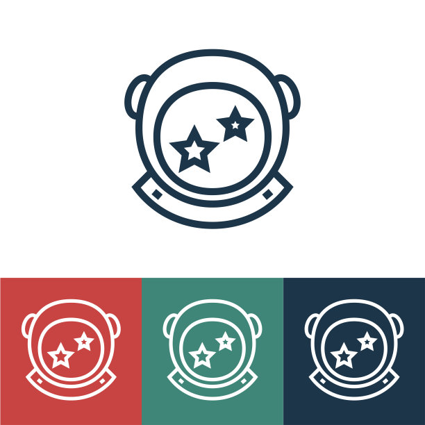 线性矢量图标与宇航员图片下载