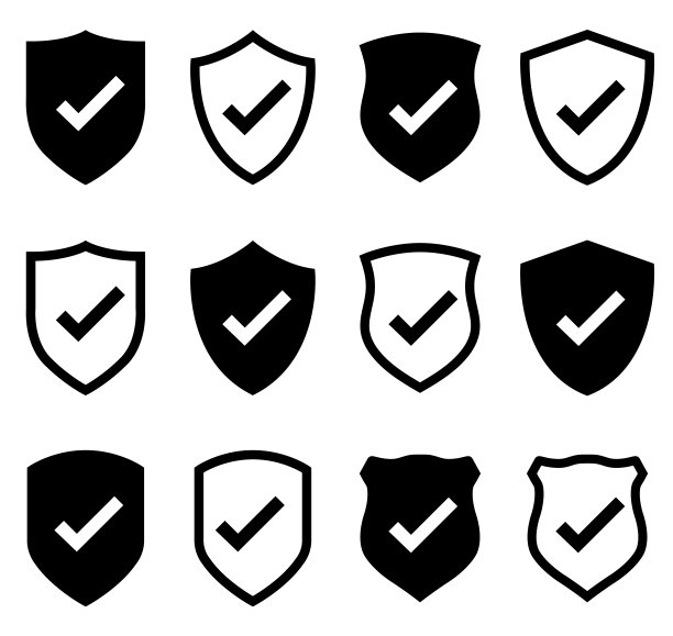 盾复选标记。质量图标，保护标志隔离在白色背景上图片下载