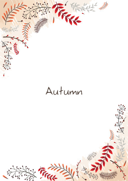 秋季蕨类和杂草植物平面设计框架图片下载