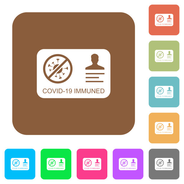 Covid 19免疫圆形方形扁平图标图片下载