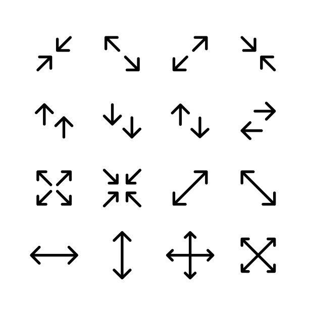 箭头图标。像素完美的可编辑笔触ui设计元素图片下载