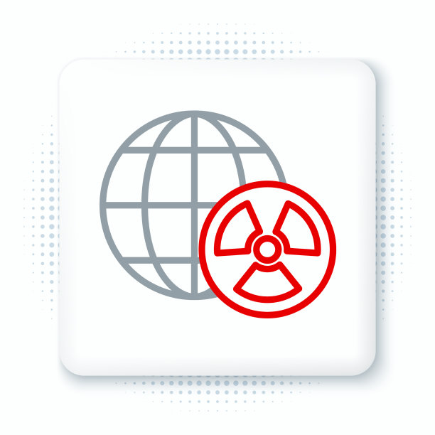 线行星地球和辐射符号图标图片下载