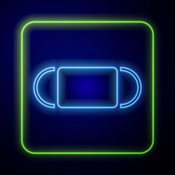 发光的霓虹灯医疗防护面具图标孤立图片下载