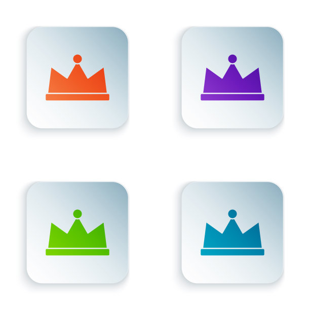颜色皇冠图标孤立在白色背景设置图片下载