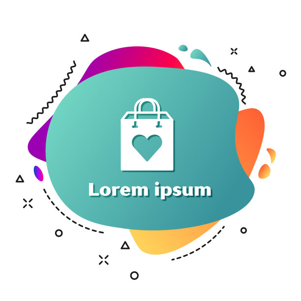 白色购物袋与心的图标孤立图片下载