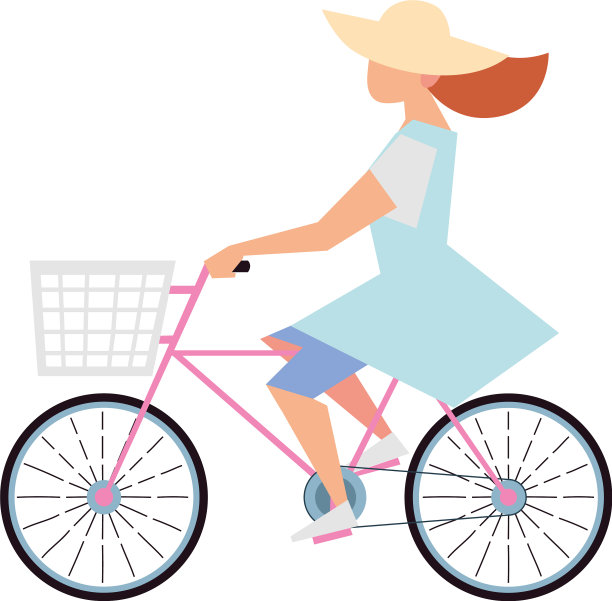 年轻女子骑自行车或休闲活动图片下载