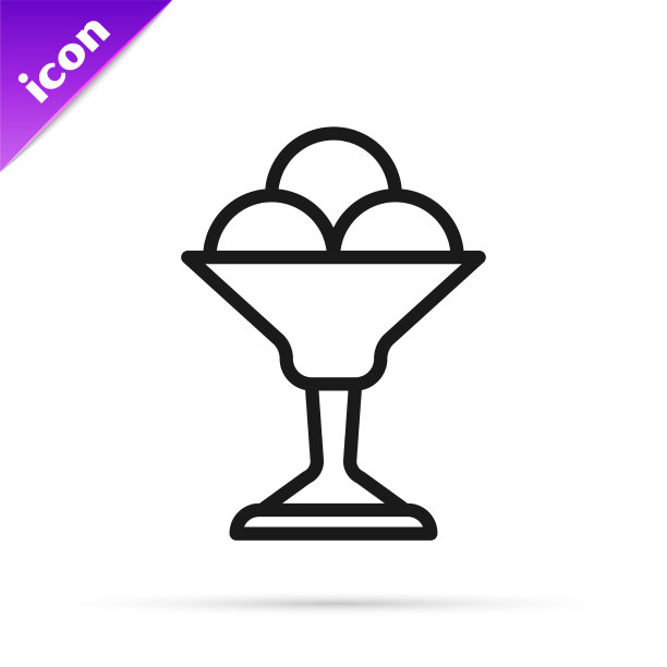 冰淇淋在碗上的图标用黑线隔开图片下载