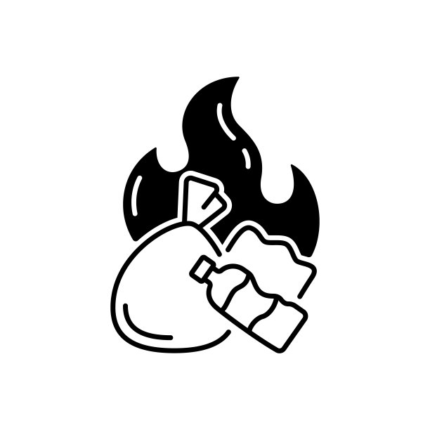 燃烧垃圾黑色线性图标图片下载