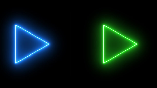 蓝色和绿色的霓虹三角形图片下载