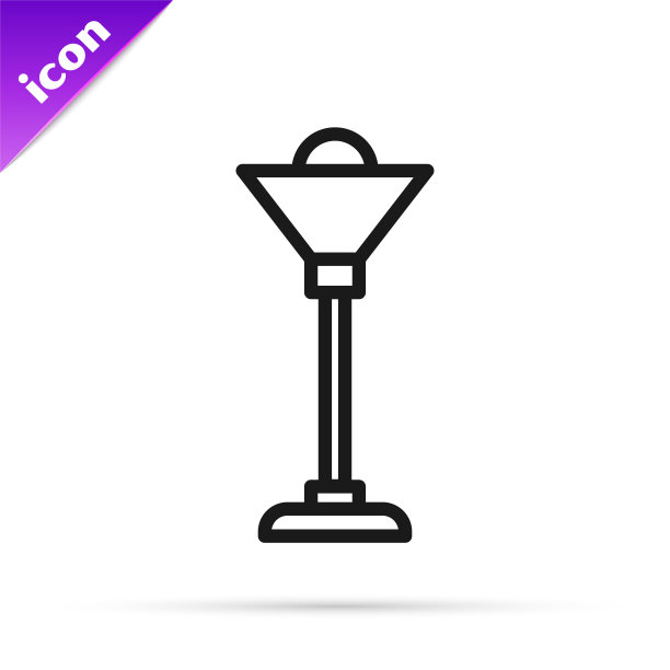 黑线落地灯图标孤立在白色背景上。向量图片下载