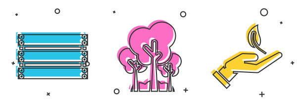 环保图标木盒、树木、芽苗。向量图片下载