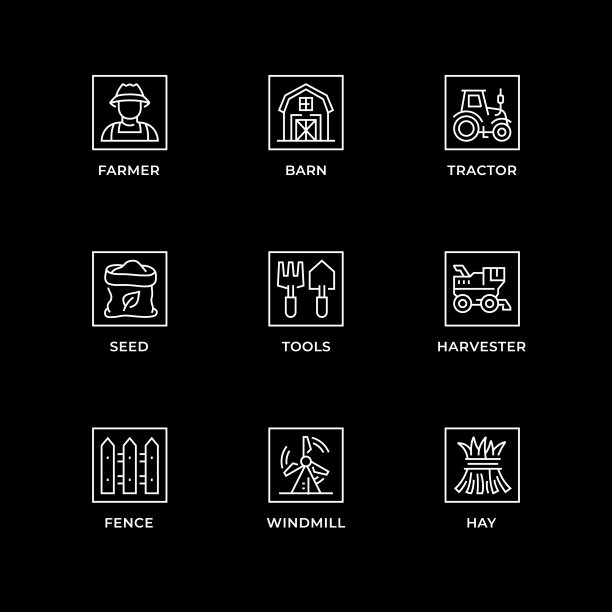 矢量集设计元素，标志设计模板，图标和徽章的农业。图片下载