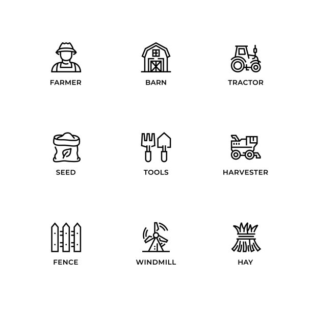 矢量集设计元素，标志设计模板，图标和徽章的农业。图片下载