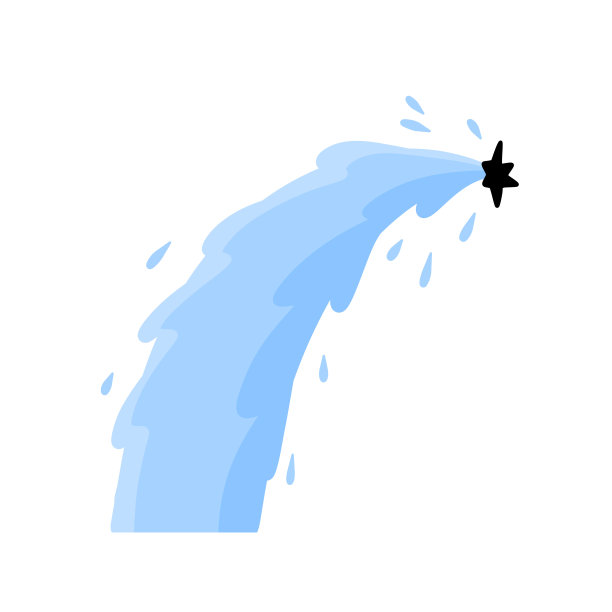 泄漏的水。孔和损害。洪水和蓝色液体的流动。小溪，水花四溅，滴水不漏。平的插图图片下载