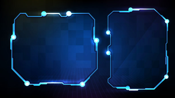 抽象未来的蓝色发光技术科幻框架hud UI背景图片下载