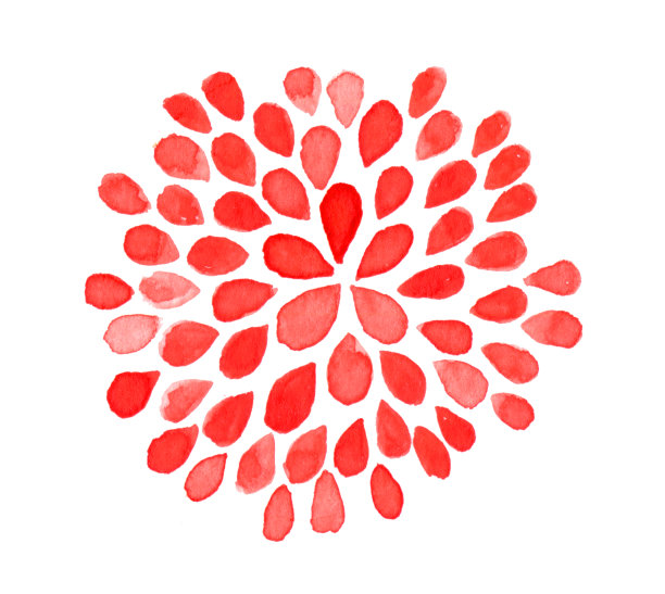水彩插图抽象的花从红色的花瓣。元素是孤立的，在白色背景上。图片下载