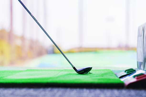 日本人造草坪上的高尔夫球杆和球图片下载