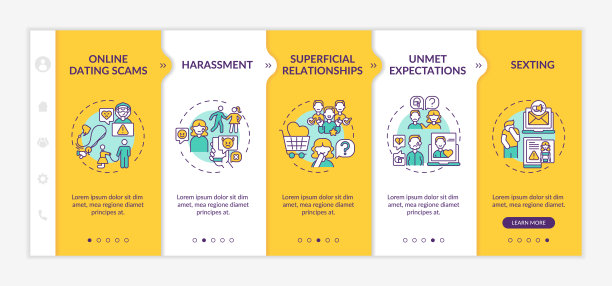 网上约会诈骗网站上线矢量模板图片下载