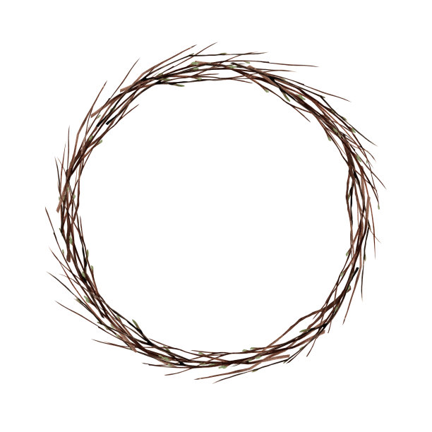 水彩框架和分支。柳树。春季背景卡片，请柬等。白色背景上的花环。图片下载