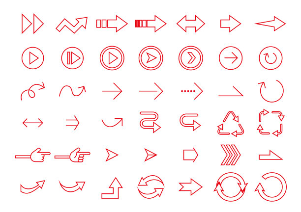 一套各种红色箭头插图图片下载