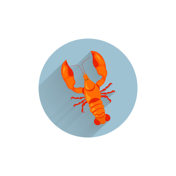 小龙虾彩色扁平图标与长影子图片下载