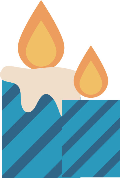 条纹蜡烛火焰装饰节日平面图标图片下载