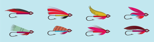 设定飞鱼钓鱼飞鱼卡通图标设计图片下载