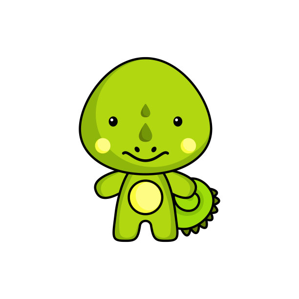 可爱的卡通鬣蜥标志模板上的白色图片下载