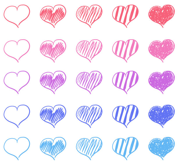 设置不同的手绘心形设计图片下载