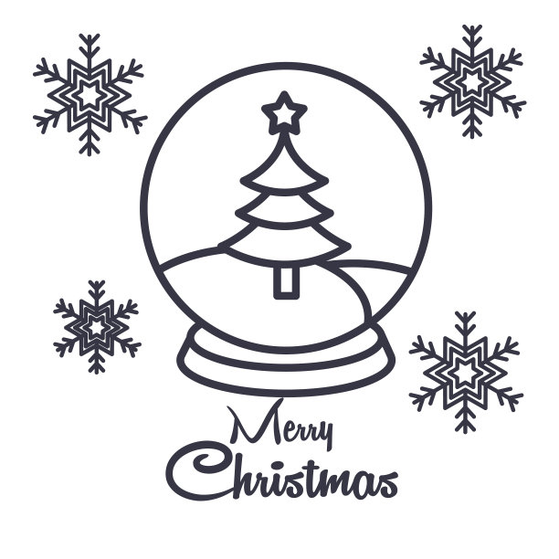 圣诞贺卡雪球树快乐快乐图片下载