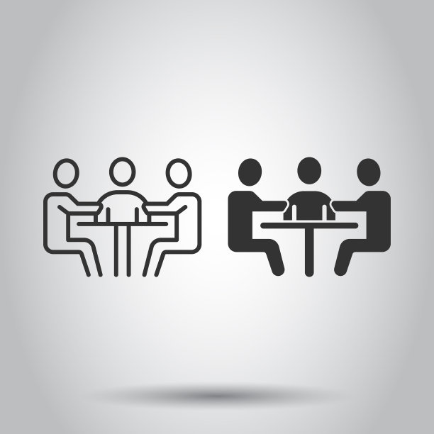 人们与桌子图标在平面风格的团队合作图片下载