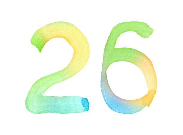 水彩数字，用画笔手绘。多色的象征。模板的问候，设计，明信片，装饰。图片下载