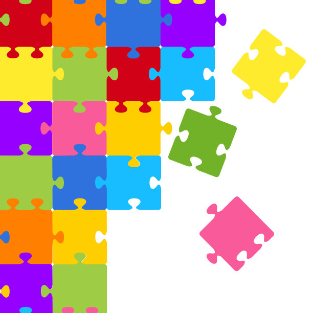 五彩拼图平面风格设计图片下载