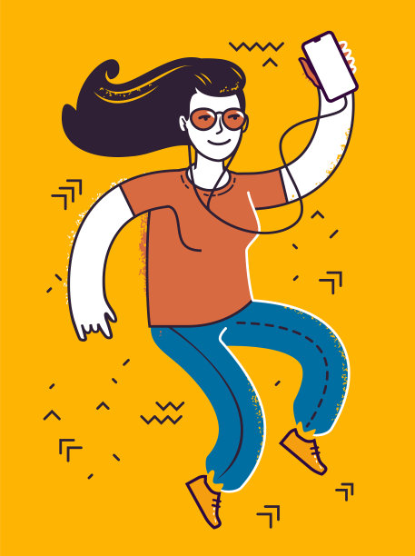 女孩与智能手机现代数字技术图片下载