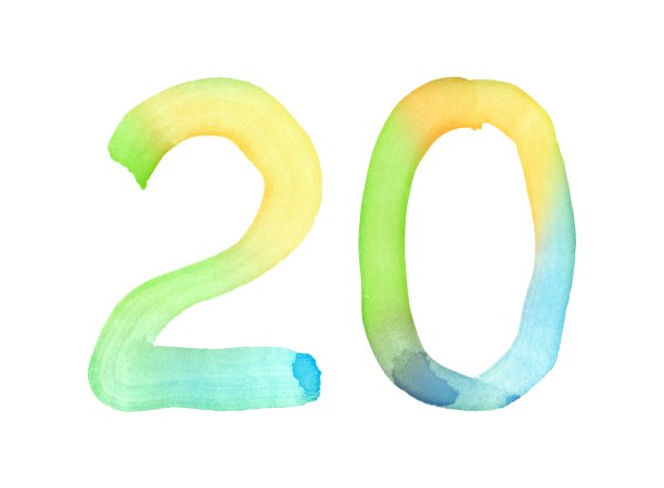 水彩数字，用画笔手绘。多色的象征。模板的问候，设计，明信片，装饰。图片下载