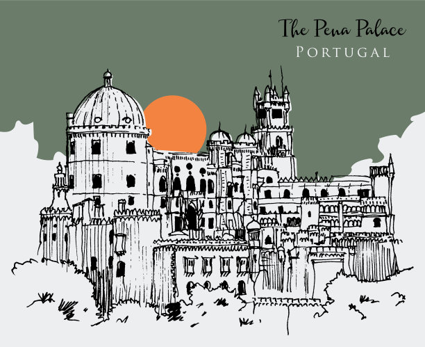 画素描pena宫殿葡萄牙图片下载