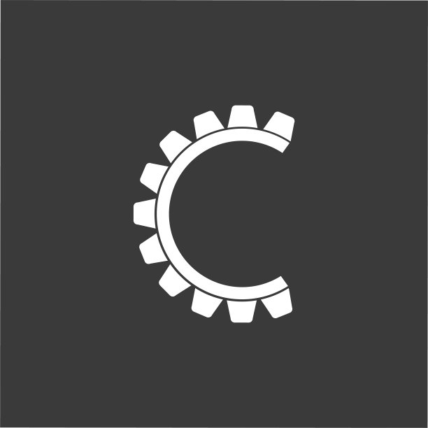 抽象字母c简单几何齿形机床图片下载