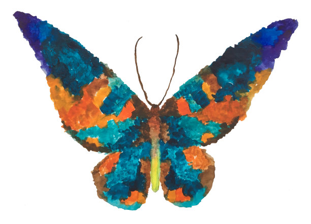 非洲水彩马赛克蝴蝶装饰贺卡图片下载